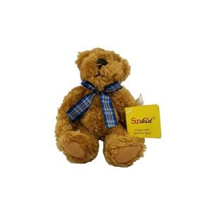 SunKid German Teddy Bear with Plaid Scarf 8" Plush Toy with Tags Jointed